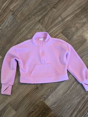 Women's Pink Half-Zip Cropped Sweatshirt